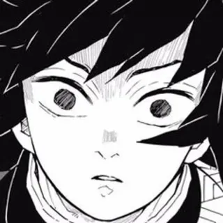 🕳 Giyu Tomioka Demon Slayer Anime, Manga, Demon Slayer, Giyu Tomioka, Personaggio, Bianco e nero, Serio telegram sticker