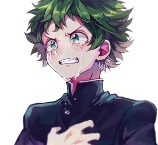 😰 Izuku Midoriya My Hero Academia anime, crying, character, emotional, manga, fanart whatsapp sticker