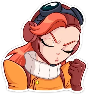 👊 ผู้หญิง, การ์ตูน, เด็กผู้หญิง, นักบิน, แว่นตา, โกรธ, ตัวละคร telegram sticker