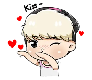 😘 pocałunek, miłość, serce, słodkie, kreskówka, emotikon, naklejka whatsapp sticker