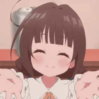 🤗 anime, girl, cute, smiling, cartoon whatsapp sticker