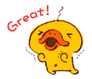 😍 Great! pato, lindo, dibujos animados, animado, feliz, positivo, aprobación telegram sticker