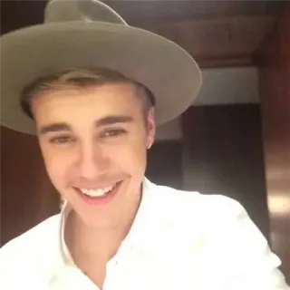 😀 Justin Bieber ritratto, cantante, celebrità, cappello, persona telegram sticker