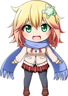 😄 anime girl, chibi, cute, cartoon, manga, kawaii, scarf, flower whatsapp sticker