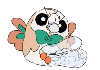 😐 Rowlet pokemon, rowlet, hibou, mignon, dessin animé telegram sticker