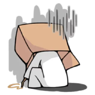 😔 sad, upset, crying, box head, cartoon, melancholy, lonely telegram sticker