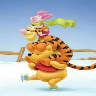 😓 Winnie the Pooh Winnie the Pooh, Piglet, Tigger, friendship, ice skating telegram sticker