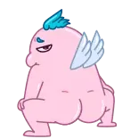😏 Мультфильм, Ягодицы, Розовый, Крылья, Персонаж telegram sticker