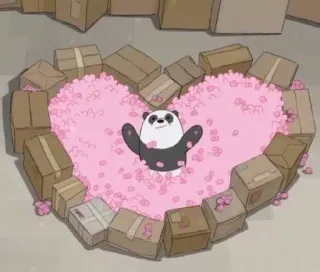 💗 Panda We Bare Bears carino, panda, cuore, scatole, cartoni animati telegram sticker