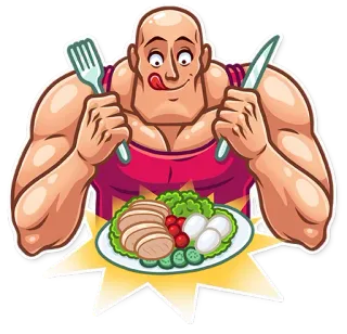 😋 makanan, makan, otot, pria, kesehatan telegram sticker