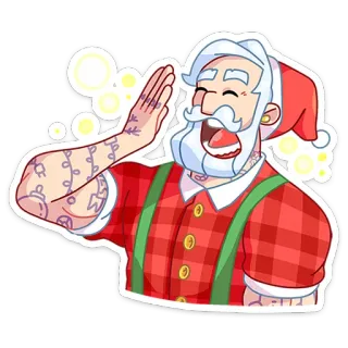 😴 père noël, tatouage, noël, vacances, festif, dessin animé, personnage, célébration telegram sticker