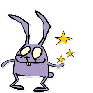 🌟 desenho animado, coelho, coelho, estrelas, ilustração, caprichoso whatsapp sticker