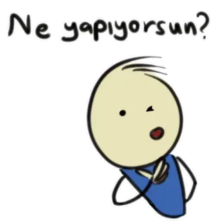 🧐 Ne yapıyorsun? question, demande, bonhomme allumette, turc, dessin animé telegram sticker