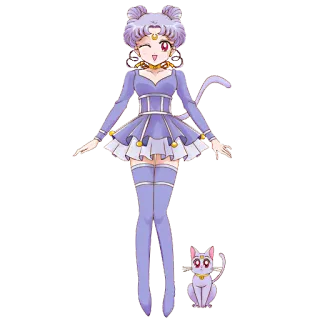 😸 Sailor Moon アニメ, 猫, 紫, 魔法少女, ルナ, セーラームーン telegram sticker