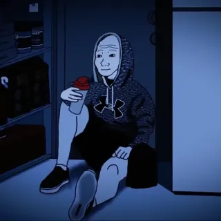 😕 wojak, gym, lonely, depressed, meme, under armour telegram sticker
