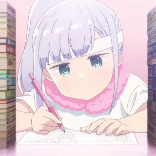 😼 Anime, Mädchen, Lernen, Schreiben, Süß telegram sticker