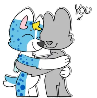 ❤ YOU cartoon, hug, love, friendship, animal, cute, affection telegram sticker