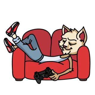 😴 gatto, gamer, divano, relax, controller, animale telegram sticker