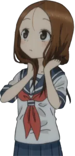 🌧 Takagi Karakai Jouzu no Takagi-san anime, Takagi-san, Karakai Jouzu no Takagi-san, lindo, uniforme escolar telegram sticker