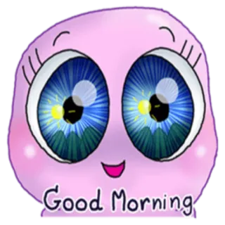 ☀️ Good Morning bonjour, salutation, mignon, yeux, dessin animé telegram sticker