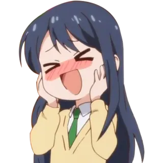😆 anime, girl, cute, blushing, cartoon, happy telegram sticker