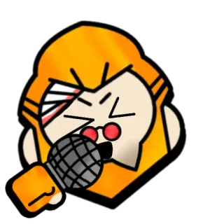 ⬅️ cartoon, microphone, singer, character, orange, anger telegram sticker