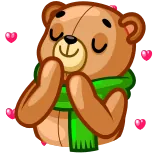 😌 teddy bear, cute, cartoon, bear, scarf, hearts telegram sticker