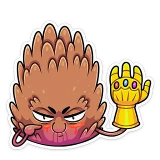 👑 шишка, Перчатка Бесконечности, Marvel, мультфильм, злодей, сила, магия telegram sticker