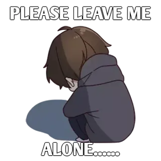 ✨ PLEASE LEAVE ME ALONE....... triste, anime, solo, ragazzo, emozionale, solitario whatsapp sticker