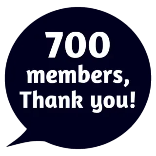 😵 700 members, Thank you! 700 membros, Obrigado, Comunidade, Celebração, Marco telegram sticker