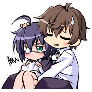 😳 Anime, Chibi, Carino, Kawaii, Abbraccio, Coppia, Manga, Affetto telegram sticker