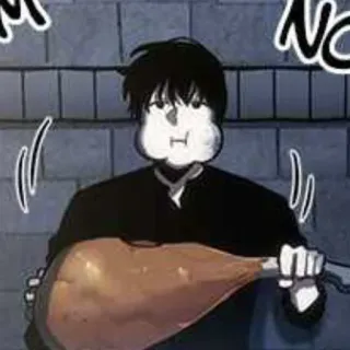 🤤 food, meat, eating, cartoon, manhwa whatsapp sticker
