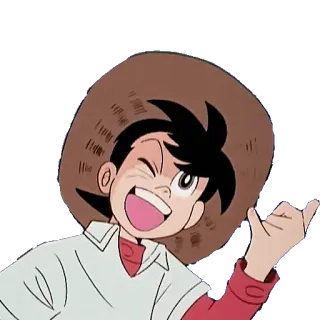 😉 Anime, Garçon, Dessin animé, Personnage, Chapeau, Clin d'œil, Amical whatsapp sticker
