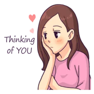 😣 Thinking of YOU girl, thinking, love, hearts, cartoon telegram sticker