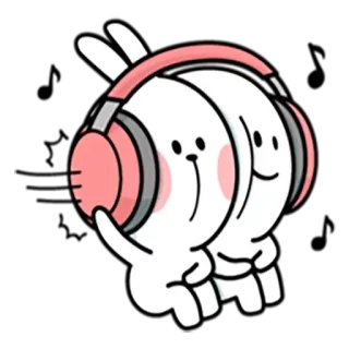 💃 rabbit, bunny, headphones, cute, cartoon telegram sticker