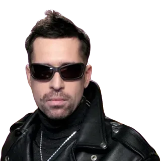 😎 homem, óculos de sol, jaqueta de couro, retrato, pessoa telegram sticker