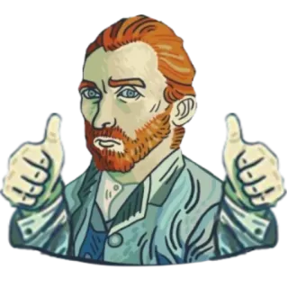 👍 Vincent van Gogh van gogh, artista, polegar para cima, retrato, pintura whatsapp sticker
