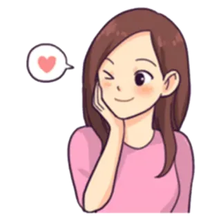 💖 cartone animato, donna, carino, occhiolino, cuore telegram sticker