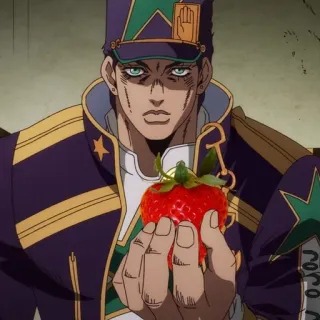 🍓 Jotaro Kujo JoJo's Bizarre Adventure Anime, Erdbeere, Jotaro Kujo, JoJo's Bizarre Adventure, Charakter, Essen telegram sticker