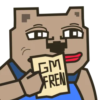 🌞 GM FREN urso, bom dia, amigo, saudação, meme, cultura da internet whatsapp sticker