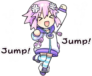 😆 Neptune Hyperdimension Neptunia ぴょい
Jump! Anime, Chibi, Pular, Fofo, Video game, Cabelo roxo whatsapp sticker