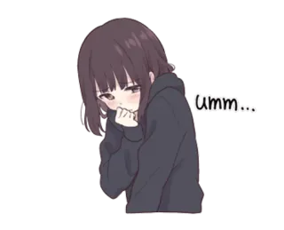 😳 umm... Anime, Garota, Fofa, Tímida, Hum, Envergonhada telegram sticker