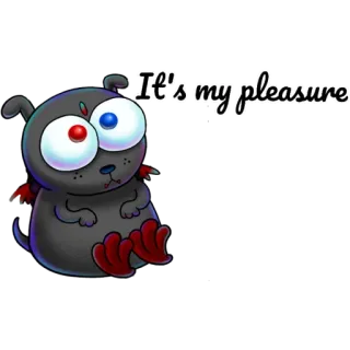 🙂 It's my pleasure pies, słodki, przyjemność, kreskówka, szczeniak, kapryśny whatsapp sticker