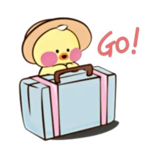 🐥 Go! duck, animal, travel, suitcase, hat, cute, go telegram sticker
