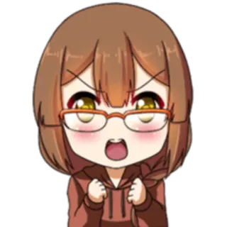 😠 Anime, Manga, Chibi, Wütend, Brille, Cartoon whatsapp sticker