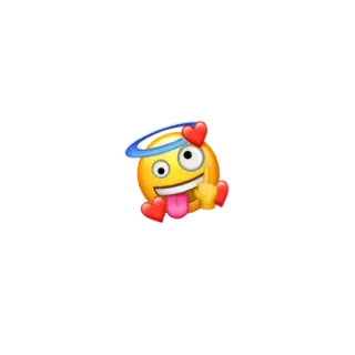 😇 Emoji, Cuori, Lingua, Pazzo, Aureola telegram sticker
