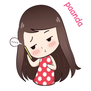 😑 cartoon, girl, bored, frustrated, cute, chibi, dots telegram sticker
