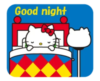 😴 Hello Kitty Good night hello kitty, dormir, bonne nuit, lit, mignon telegram sticker