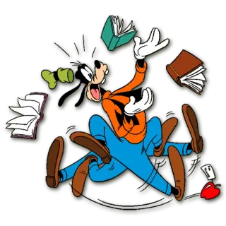 📚 Goofy Cartoni animati, Disney, Goofy, Libri, Mela, Istruzione telegram sticker
