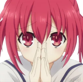 🙏 Anime, Mädchen, süß, rote Haare, Charakter, kawaii telegram sticker